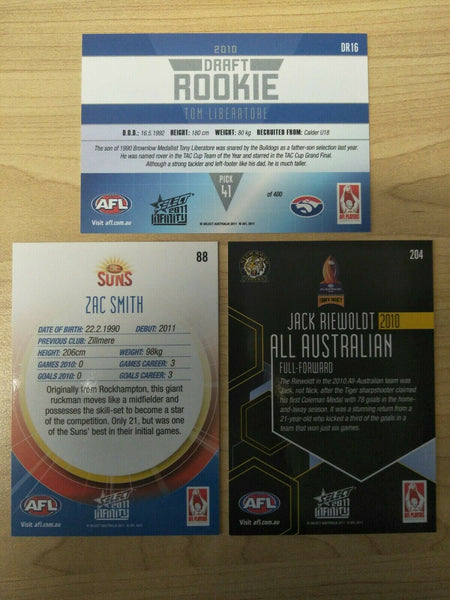 2011 Select AFL Infinity Promotional Cards Set Of 3