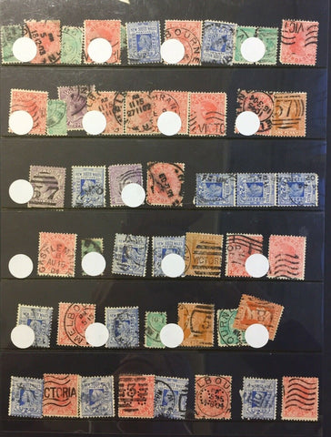 New South Wales & Victoria Page, 46 Used Stamps with A Good Range Of Postmarks
