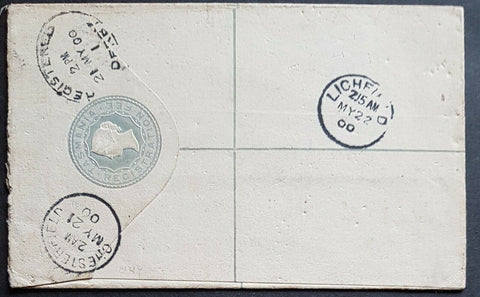 Tasmania redirected Registered Envelope Hobart to GB with 5d pictorial added.