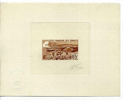 French Somali Coast French Colonies 65f brown Camel, SG 487 signed Die Proof