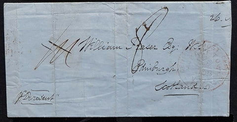 Tasmania - GB Australian States pre stamp outer Hobart  to Edinburgh 23 Nov 1850