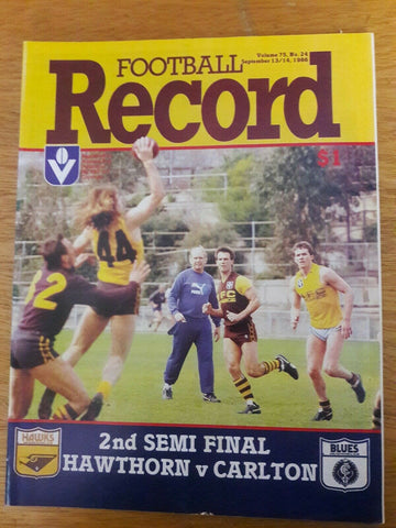 VFL 1986 Second Semi Final Hawthorn v Carlton Football Record