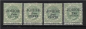 Johor Johore Malayan States SG 17/20 Set of 2c on 24c green Mint no gum