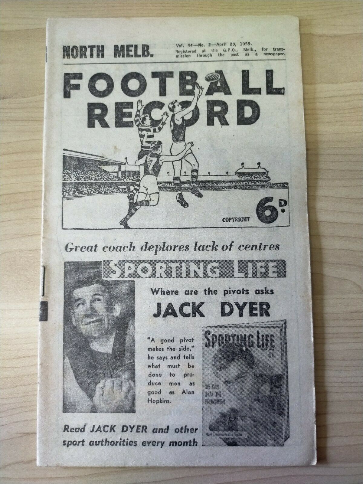 VFL 1955 April 23 Football Record North Melbourne v Collingwood