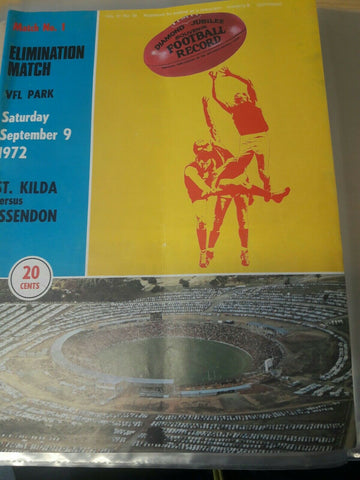VFL 1972 Football Record September 9 St Kilda v Essendon