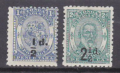 Tonga Pacific Islands SG 19/20 Surch in black Mint Hinged