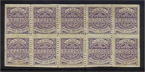 Samoa Express Newspaper stamp SG 17 6d bright violet in sheet of 10 Mint Rare