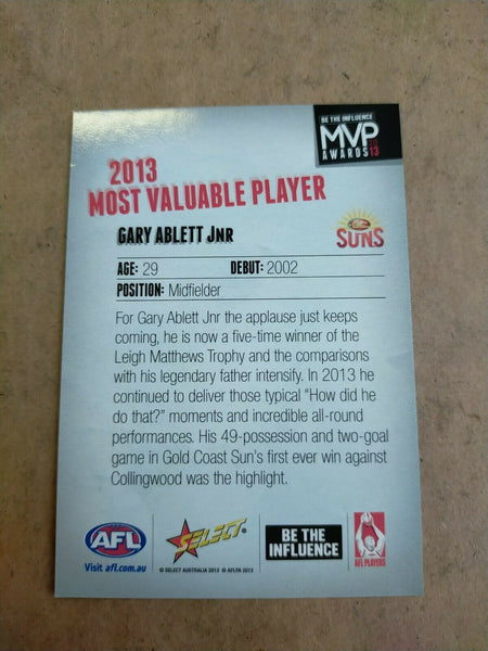 Select 2013 MVP Awards Gary Ablett Jnr Most Valuable Player GC Suns