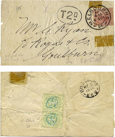 Victoria Australia Australian States1904 Cover with 1d red + 2d Postage Due