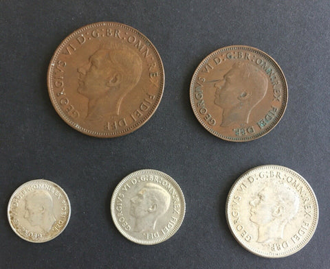 Australia 1950 Pre Decimal 5 Coin Set  IDEAL BIRTHDAY GIFT