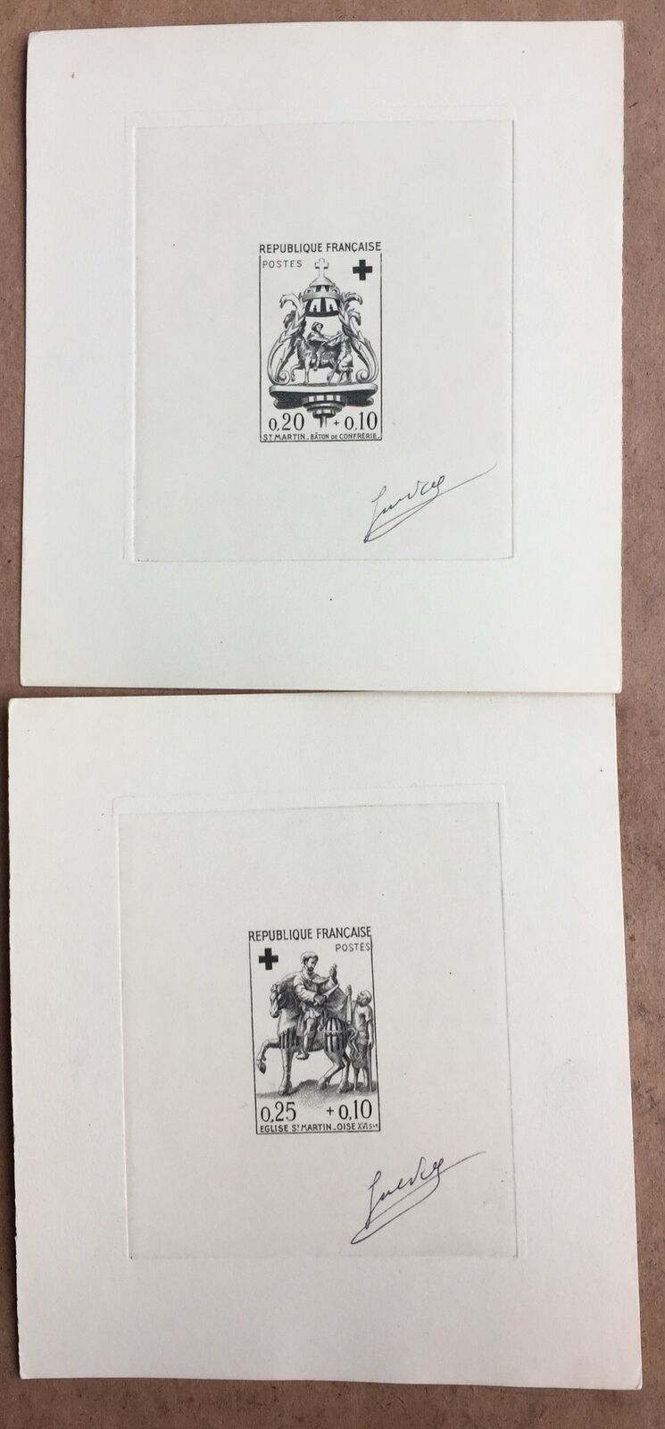France 1960 Red Cross Fund Set. Artist Signed Die Proof S1507/8
