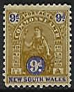 NSW Australian States SG 351a 9d brown + ultra beehive Perf 11 Wmk inverted MLH