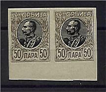 Serbia Yugoslavia,SG 123  King Peter 50p (Mi 91) imperf pair with selvedge, mint
