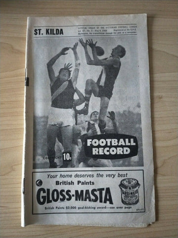 VFL 1968 May 4 Football Record St Kilda v Richmond