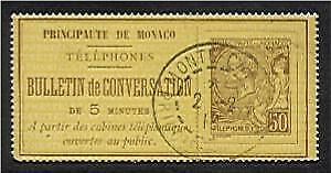 Monaco French Colonies Telephone stamp Scarce Fine used