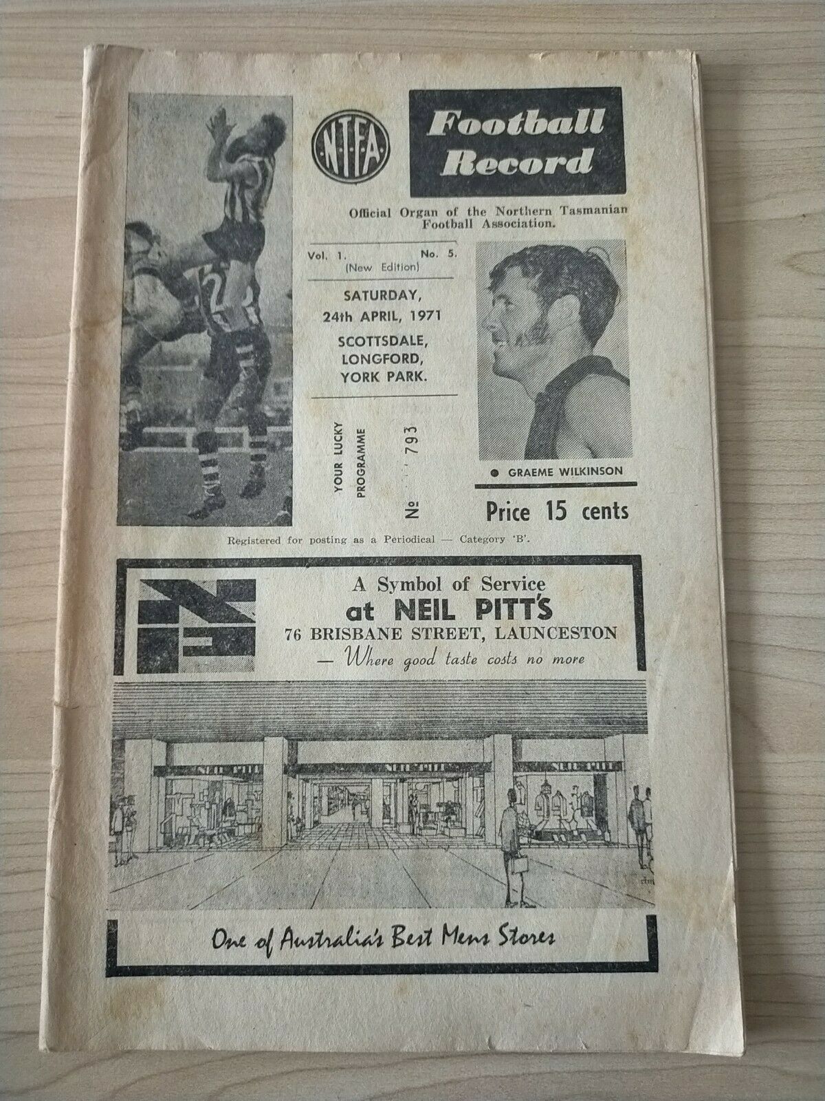 Northern Tasmania Football Association Saturday 24th April 1971 Football Record