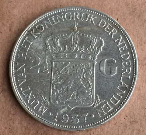 Netherlands 1937 21/2 Guilder. Silver. Extremely Fine Condition