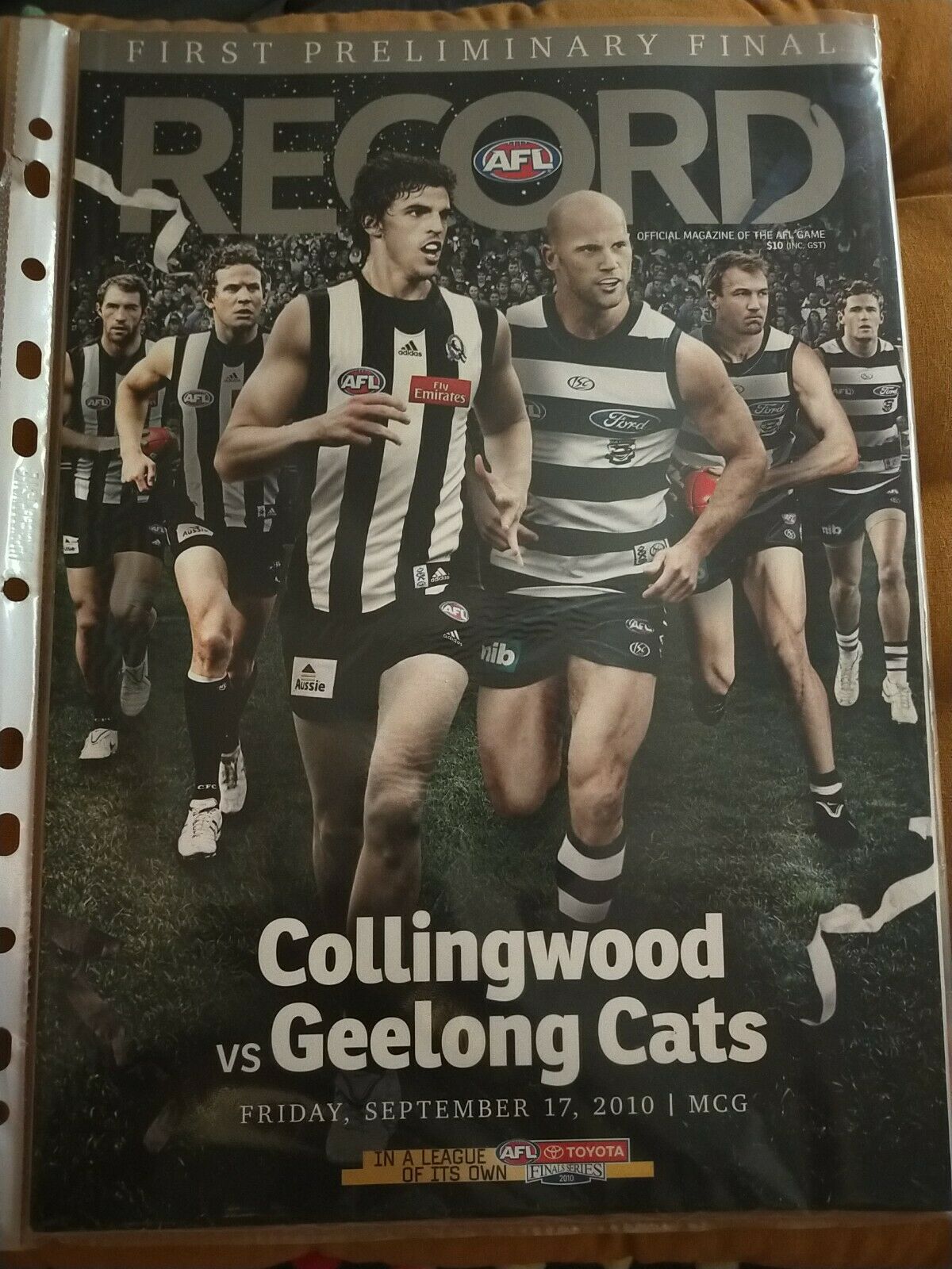 2010 1st Preliminary Final AFL Football Record Collingwood v Geelong