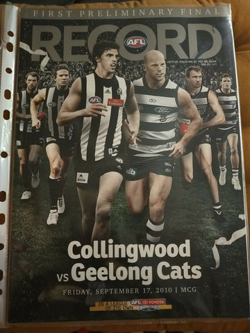 2010 1st Preliminary Final AFL Football Record Collingwood v Geelong