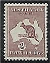 Australia SG 110 2/- Maroon Kangaroo map Small Multiple Watermark MLH