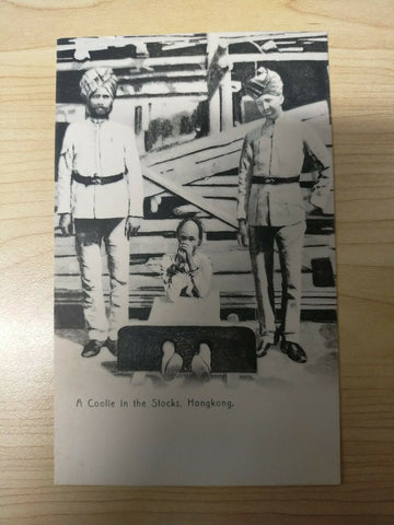 Hong Kong Vintage Postcard A Coolie In The Stocks, Hong Kong