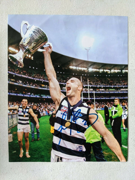 AFL Geelong Tom Harley Premiership Cup Hand Signed Picture