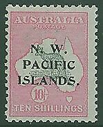 NWPI New Guinea on Australian 10/- grey and pink Kangaroo SG 84c MLH