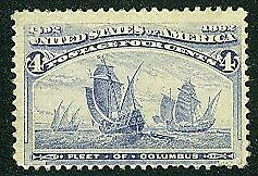 USA Scott# 233 4c ultra Columbus Mint Unhinged