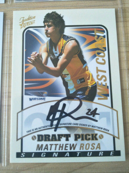 2005 Select Tradition Draft Pick Signature Card Matthew Rosa West Coast