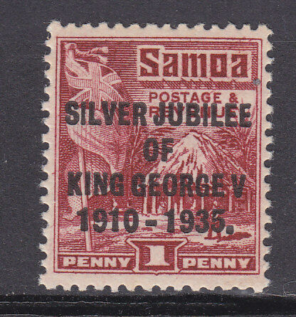 Samoa SG 177a 1d palm opt 1935 KGV Silver Jubilee Perf 14x14½ MUH