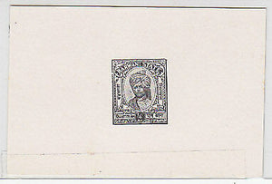 BARWANI Indian States 1932 1/4 A black "Rana Devi Singh" die proof SG 32a