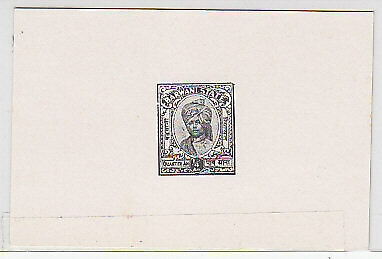 BARWANI Indian States 1932 1/4 A black "Rana Devi Singh" die proof SG 32a