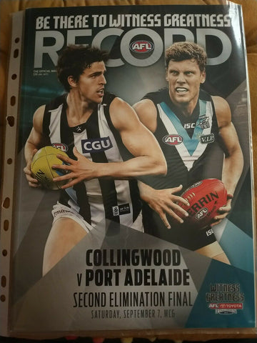 2013 2nd Elimination Final AFL Football Record Collingwood v Port Adelaide