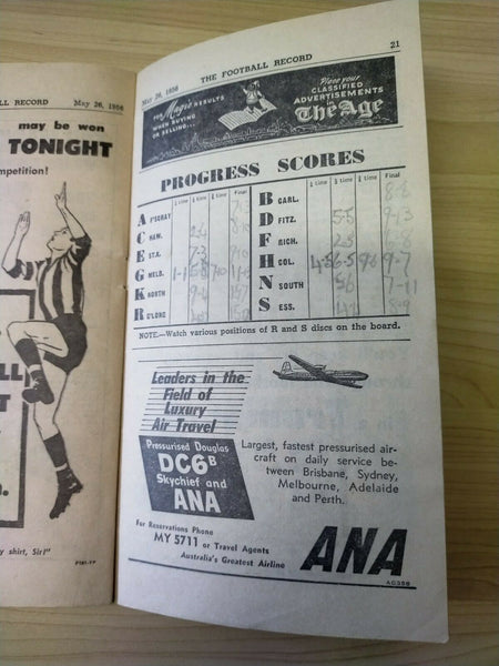 VFL 1956 May 26 Football Record Melbourne v Collingwood