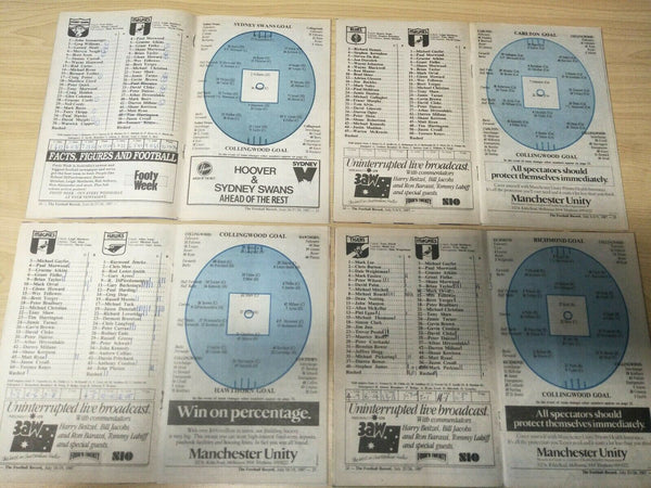 Lot Of 1987 VFL Football Records Collingwood Games x 20