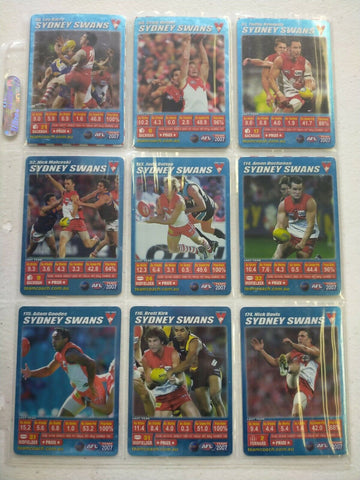 2007 Teamcoach Blue Prize Card Sydney Team Set Of 13 Cards