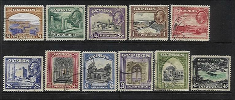 Cyprus SG 133/43 KGV Pictorials Set of 11 FU