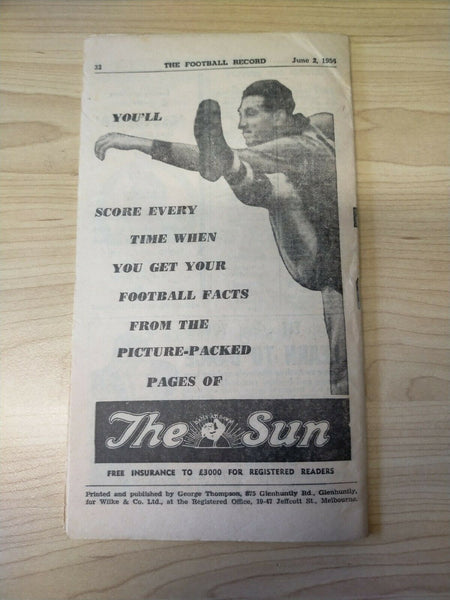 VFL 1956 June 2 Football Record Collingwood v North Melbourne