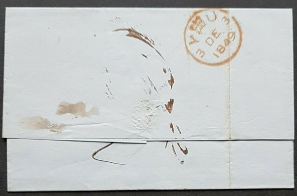 NSW Pre stamp ship letter Sydney Au 15 1849 to London 3 De 1849