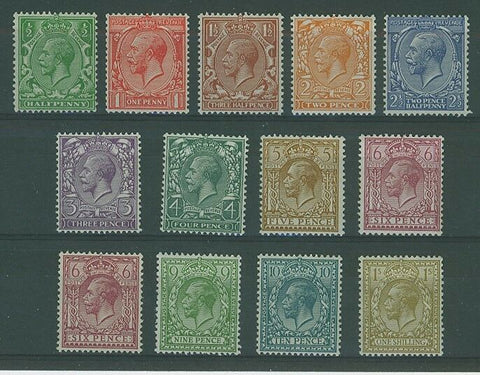 Great Britain KGV SG 418/29 Set of 12 to 1/- with extra 6d shade MUH