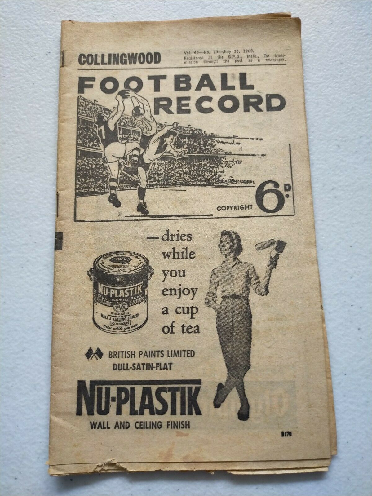 VFL 1960 July 30 Football Record Collingwood v Essendon