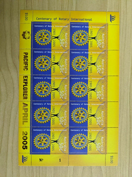 2005 Australia Rotary International 50c Stamp Booklet + Sheet Ovpt No 1