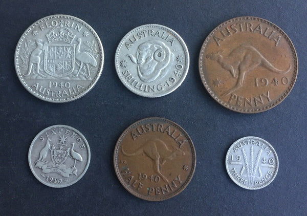 Australia 1940 Pre Decimal 6 Coin Set  IDEAL BIRTHDAY GIFT