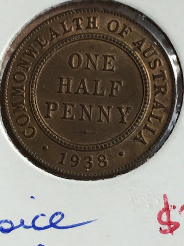 AUSTRALIA 1938 Halfpenny Brilliant Uncirculated