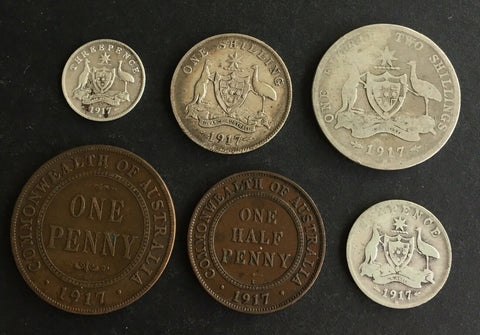 Australia 1917 Pre Decimal 6 Coin Set