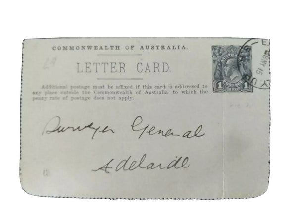 Australia Letter card 1d KGV Collins St Melbourne LC17-41A trams clock creased U