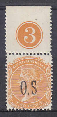 SA Australian States SG O59b 2d optd OS error no stop after S, MUH with plate  3