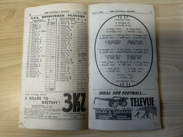 VFL 1955 July 9 Football Record Footscray v  Collingwood