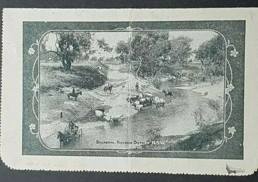 Australia Letter Card 1d KGV Billabong Riverina folded horses sheep LC 18-9