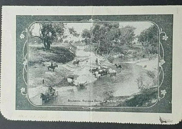 Australia Letter Card 1d KGV Billabong Riverina folded horses sheep LC 18-9